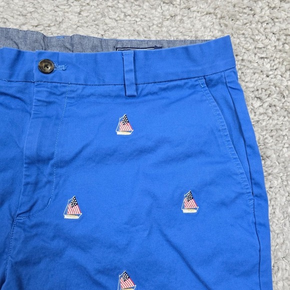 Vineyard Vines Shorts Mens 36 Blue Embroidered Sail Boat American Flag Casual‎ - Picture 3 of 14